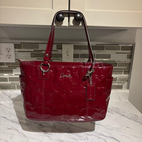 Coach Gallery Embossed Patent Leather monogram tote bag purse - Picture 2 of 16